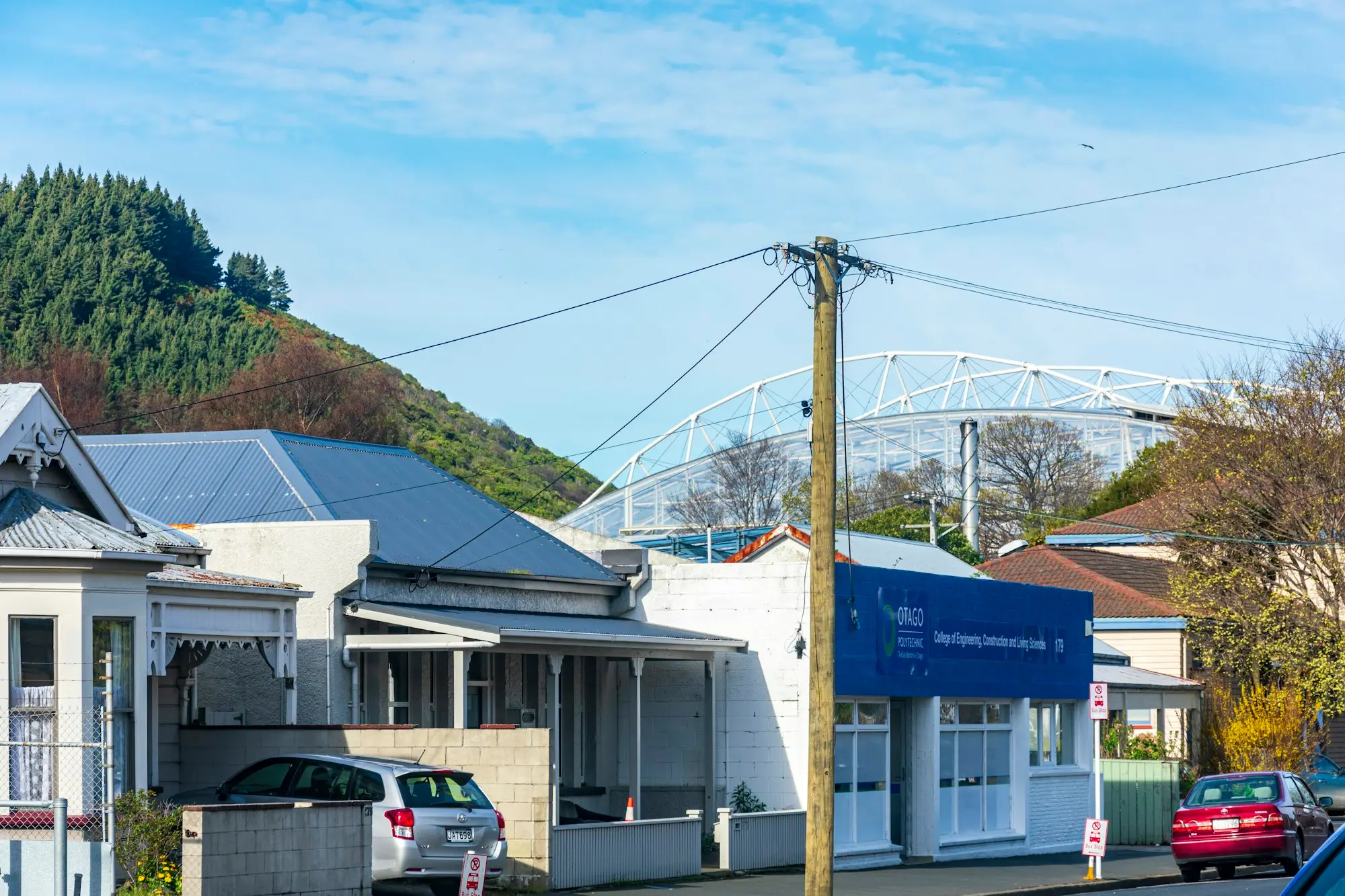 Row of houses beside a road in a residential neighbourhood